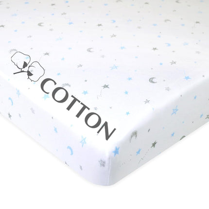 American Baby Company Printed 100% Natural Cotton Value Jersey Knit Fitted Pack N Play Playard Sheet, Blue Stars and Moons, Soft Breathable, for Boys and Girls