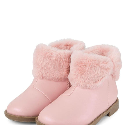 Gymboree Girl's and Toddler Short Ankle Boots Fashion, Pink Fur, 5 Toddler
