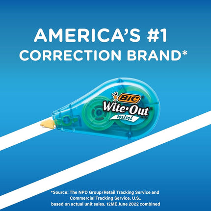 BIC Wite-Out Brand Mini Correction Tape, White Out, Tape Applies Dry, Great For School And Home 12-Count (Pack of 12, 144 Count Total)