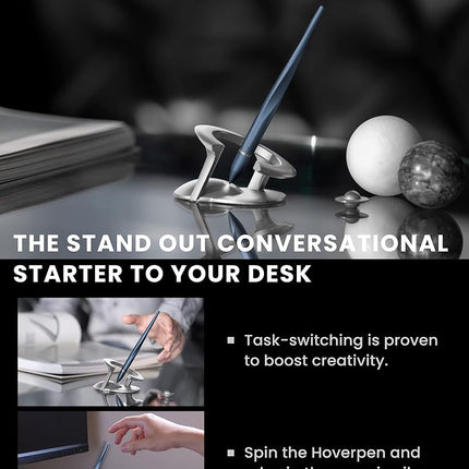 novium Hoverpen Interstellar Edition - Futuristic Luxury Pen Made With Aerospace Alloys, Unique Aesthetic, Free Spinning Executive Pen, Birthday Gifts for Men & Women (Neptune Blue, Basic)