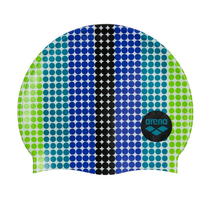 arena Unisex Junior Print Swim Cap for Boys and Girls, 100% Silicone, One Size, Circle Stripe