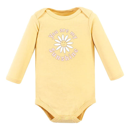 Hudson Baby unisex-baby, bodysuits de algodón de manga larga, Paz Amor Flores, Prematuro