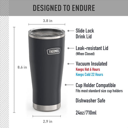 Granite-24 oz Stainless Steel Tumbler w/Slide Lock Lid