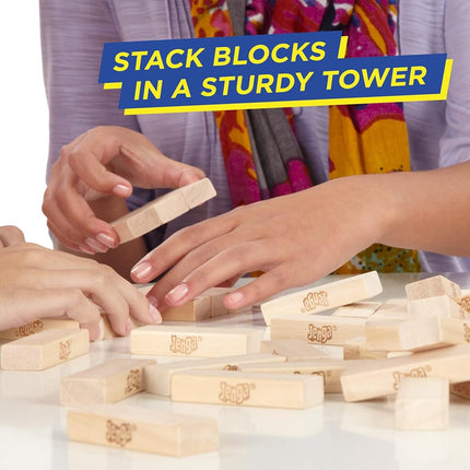 Jenga Game - Classic Strategy Games with Wooden Blocks - 1 or More Players - Toys for Kids and Board Games - Ages 6+