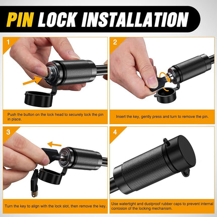 Nilight Trailer Hitch Lock Pin 1/2" & 5/8" Locking Receiver Hitch Pin Keyed Unique Weatherproof Anti-Theft Lockable Fits 2" 2-1/2" & 1-1/4"Receiver Tow Truck Boat Bike Truck Black