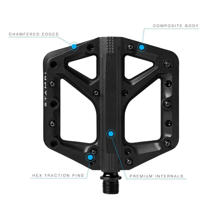 Crankbrothers Stamp-1 Pedals, Large, Black