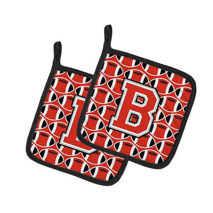 Caroline's Treasures Lettre B Football Écarlate et Gris Paire de Maniques CJ1067-BPTHD, Tissu, Multicolore