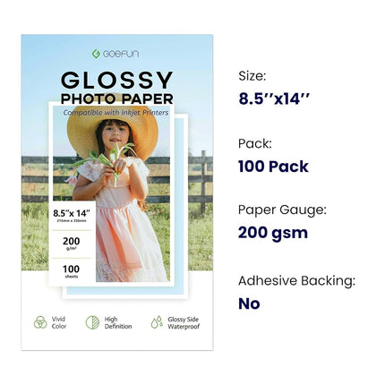 Glossy Photo Paper 8.5 x 14, Goefun 54LB Legal Size glossy paper 100 Sheets