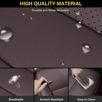 Coverado Chevy Silverado Seat Covers, Leather Car Seat Covers Custom Fit for Chevy Silverado GMC Sierra 2014-2018 1500, 2015-2019 2500HD 3500HD (Full Set, Brown)