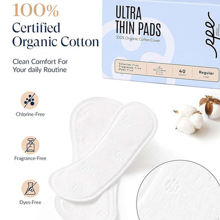 Rpe Life 100% Organic Panty Liners for Women-120ct, Ultra Thin Cotton Cover, Regular Pantiliners, Light Absorbency, Unscented Barely There Pantie Liners (Regular Liner, Size 1, 120ct)