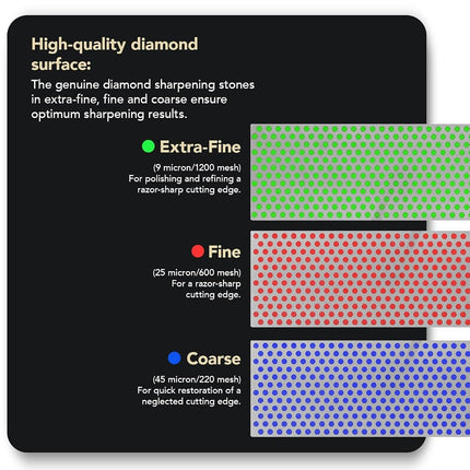 DMT W6EFC Three 6-Inch Diamond Whetstone Models in Hard Wood Box - Multi-Colour