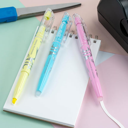 Pilot FriXion Light Pastel Collection Erasable Highlighters Set of 5 Yellow Pink Green Purple Blue; Too Much, or The Wrong Color Highlighted? No Need To Stress with America's #1 Selling Pen Brand