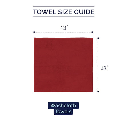 Elegant Comfort Premium Turkish Cotton 6 Pack Washcloths Set - 13 x 13 inch, Luxurious Hotel Spa Quality 100% Turkish Cotton 6PC Washcloth Set - Highly Absorbent - Soft Bathroom Towels, Burgundy
