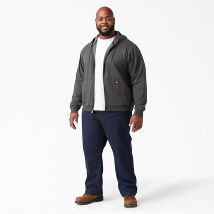 Dickies Men's Full Zip Fleece Hoodie Jacket, Dark Heather, XXL Plus Tall