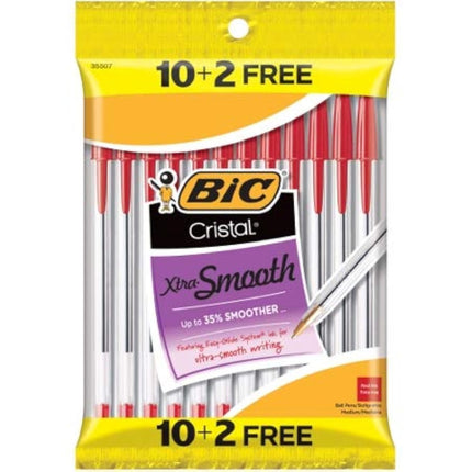 Bic Cristal Xtra-Smooth Ball Pen - 10 plus 2 Bonus