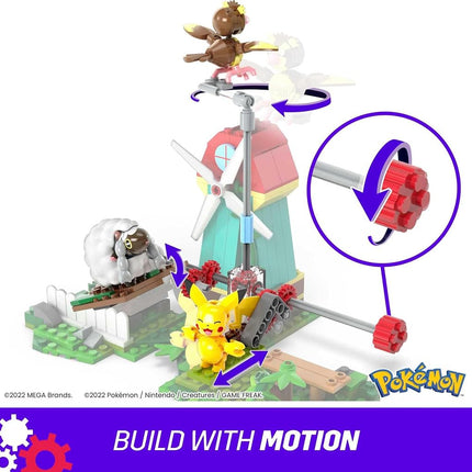 MEGA Pokémon Building Toys Set, Countryside Windmill with 240 Pieces, Motion and 3 Poseable Action Figures, for Kids