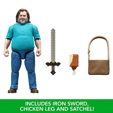 Mattel Minecraft Action Figure & Accessories Set, 4-inch Steve Posable Character Collectible Inspired by A Minecraft Movie, JFR57