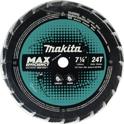 Makita B-61656-3 7-1/4" 24T Carbide-Tipped Max Efficiency Circular Saw Blade, Framing, 3/pk