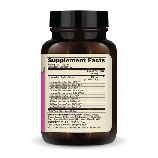 Dr Mercola Complete Probiotics for Women, 70 000 000 CFU, 30 Capsules