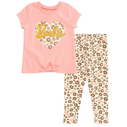 Barbie Girls 2-14-16 Top and Leggings Set, Pink, L