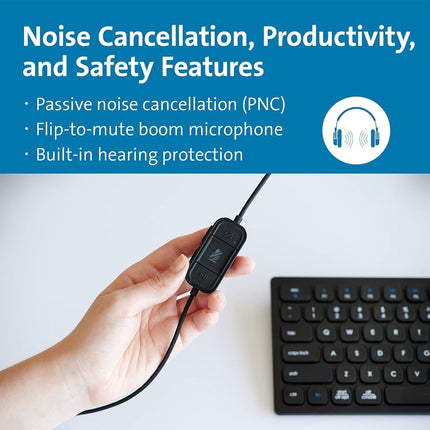 Kensington H2000 Over-Ear USB-C Headset with Microphone, Windows & Mac Compatible USB C Head Set with Mic, Universal Plug & Play Passive Noise Cancelling Headphones with Long 1.8 m Cable (K83451WW)