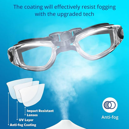Gafas de natación Aegend, paquete de 2 gafas de natación sin fugas para adultos, hombres, mujeres, jóvenes, flexibles, desmontables, aguamarina y transparentes