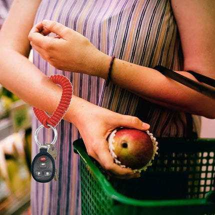 Lucky Line 2” Spiral Wrist Coil with Steel Key Ring, Flexible Wrist Band Key Chain Bracelet, Stretches to 12”, Assorted Colors, 5 Pack (4101005)