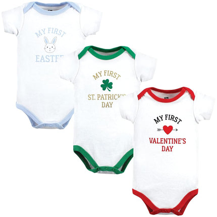 Hudson Baby Lot de bodies en coton pour bébé, Mon premier Valentin de Pâques pour garçon, 9-12 mois