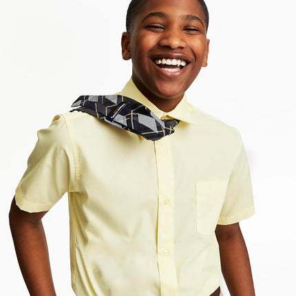 French Toast Husky Boys Short Sleeve Classic Dress Shirt, Yellow, 20 Husky