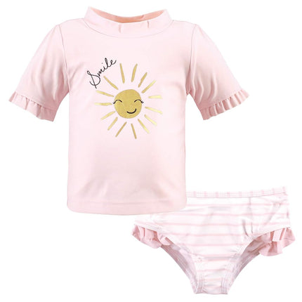 Hudson Baby Unisex Baby Swim Rashguard Set, Smile Sunshine, 5 Toddler