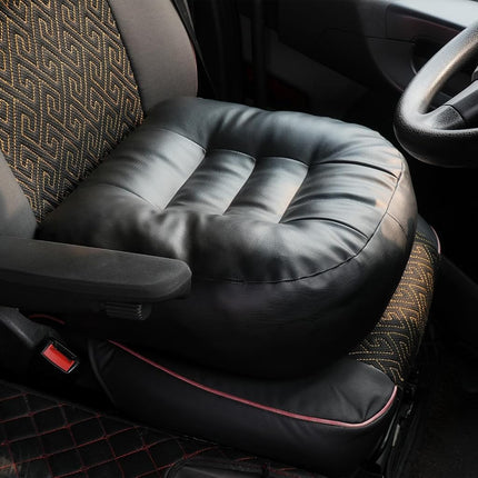 YOUFI 6 Inch Leather Adult Car Booster Seat Cushion for Short People, Black