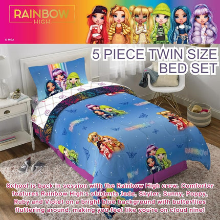 Juego de edredón y sábanas Franco, microfibra, Rainbow High, Twin