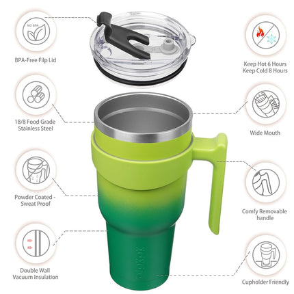 BJPKPK 1200 ml Tumbler with Handle & Straw, Insulated Stainless Steel Mug