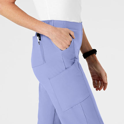 WonderWink Women's Flat Front Cargo Pant, Ceil Blue, Large
