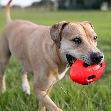 Nerf Dog Medium to Large TPR Red Crunch & Squeak Bash Football Dog Toy, Red