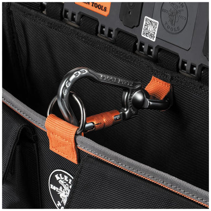 Klein Tools BC511S Centro de Trabajo para Cubos, Bolsa de Herramientas Grande, Accesorio de Sistema de Riel con Gancho en S, Capacidad para Herramientas de Liniero, Cortadores, Engarzadoras y Llaves de Impacto