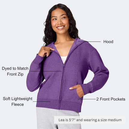 Hanes para mujer, sudadera con capucha completa EcoSmart de felpa, sudadera con capucha y cremallera, Violet Splendor Heather, XXL