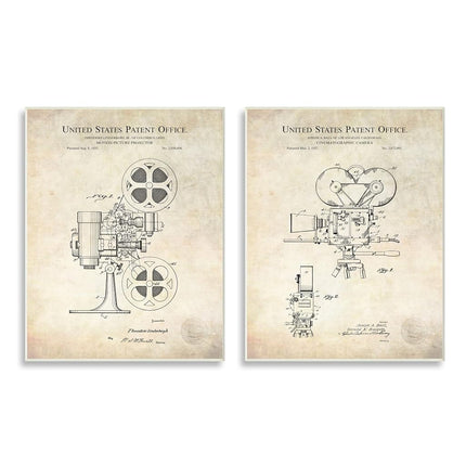 Stupell Industries Vintage Movie Camera Cinema Projector Patent Diagram, Design by Karl Hronek