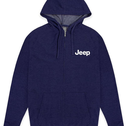 Sweat à capuche zippé en molleton Jeep - Bleu ardoise - Léger, ultra doux, unisexe, avec logo brodé, Bleu denim, XXL