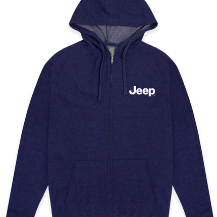 Jeep Text Full-Zip French Terry Hoodie - Slate Blu