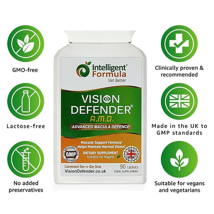 Vision Defender AREDS2 Eye Vitamins, Lutein Zinc Copper, Vegan, 90 Tablets