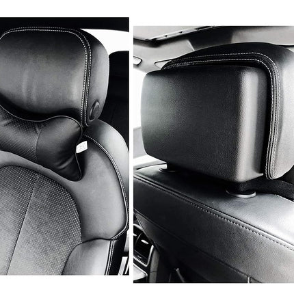 DS. DISTINCTIVE STYLE Car Neck Pillow 2 Pieces PU Leather Travel Pillow for Head Rest Neck Support for Car Seat - Black (Black)