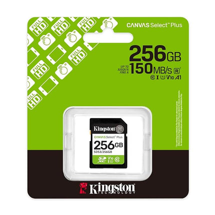 Kingston Canvas Select Plus SD Memory Card 256GB SDXC Gen3 150MB/s C10 UHS-I U1 V10 - SDS3/256GB