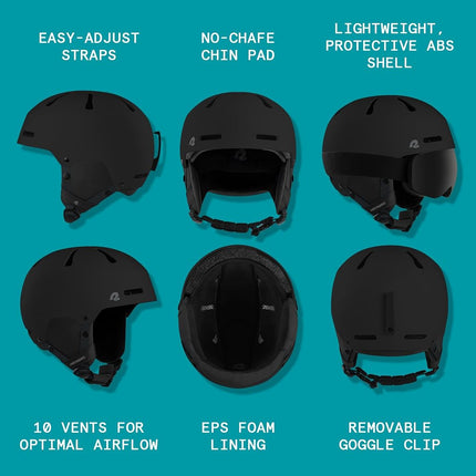 Retrospec Comstock Youth Ski & Snowboard Helmet for Kids - Durable ABS Shell, Protective EPS Foam & Cooling Vents - Adjustable Fit for Boys & Girls - Matte Black, 52-55cm Small