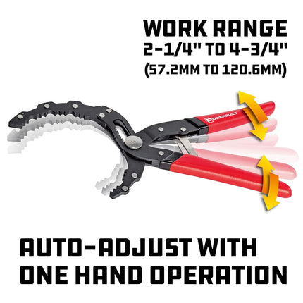 Powerbuilt 942068 Self-Adjusting Oil Filter Pliers, Red