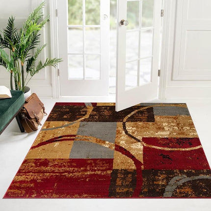 Unique Loom Barista Collection Area Rug - Kouillou (5' 4" Square, Multi/Brown)