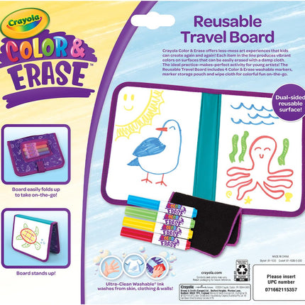 Crayola Color & Erase Reusable Travel Drawing Board Kit for Kids, Toddler Coloring Set, Gift for Boys & Girls, 3+