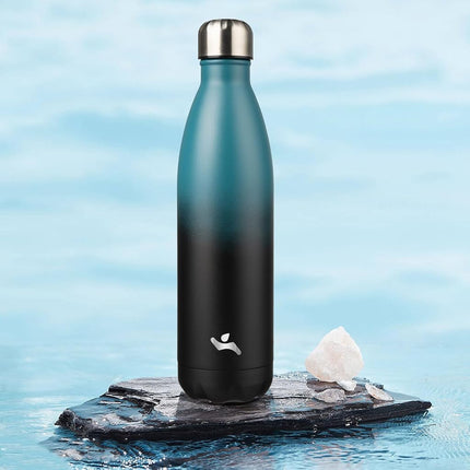 Bouteilles d'eau isolées Konokyo, gourde isotherme en acier inoxydable à double paroi de 750 ml pour le sport et les voyages, noir indigo