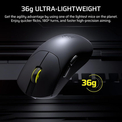 Corsair Sabre v2 PRO Ultralight Wireless FPS Gaming Mouse - 33,000 DPI, Weight 36 g, Hyper-Polling 8000 Hz, Mechanical Switches, Wireless Battery Life Up To 70 Hours