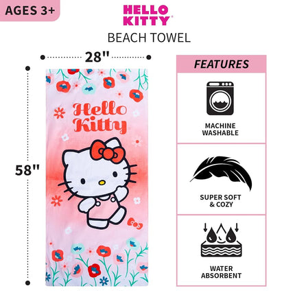 Toalla de playa supersuave de algodón para niños Franco, 147 cm x 71 cm, Hello Kitty